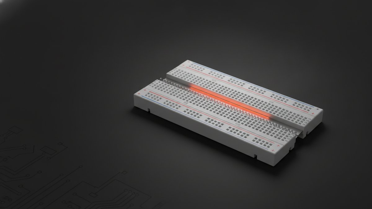 Inside of a breadboard showing metal clip rows