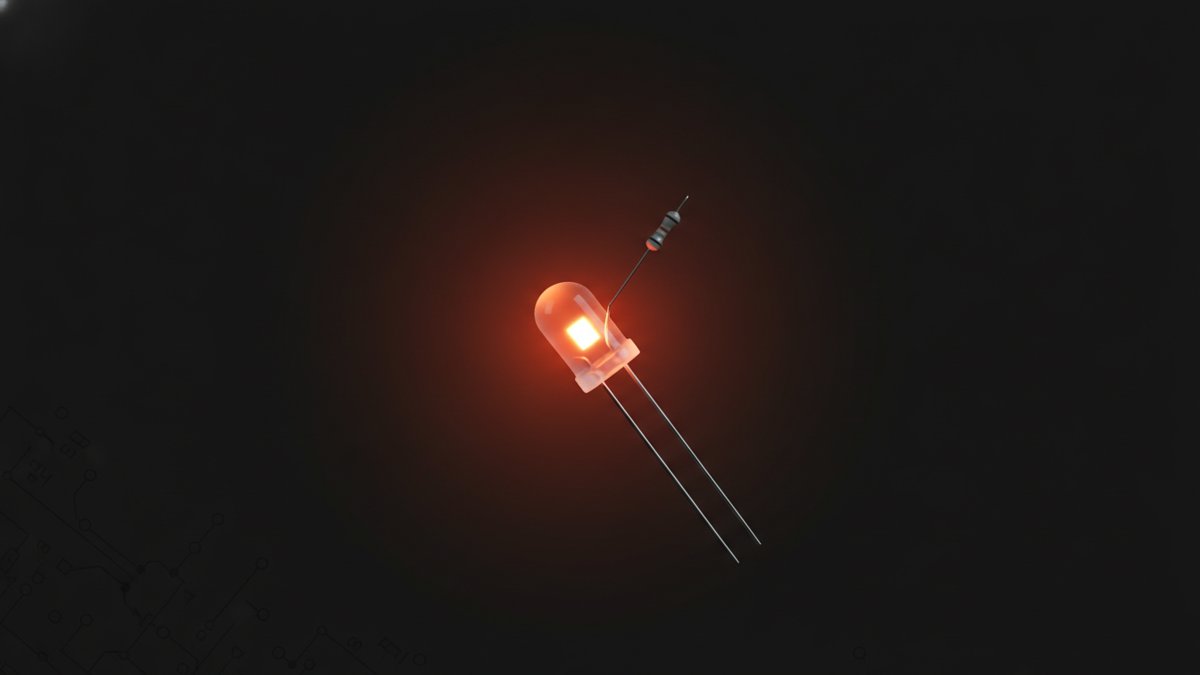LED with a current-limiting resistor on a breadboard